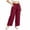 Wine, variant on BiZtdJrK Straight Leg Casual Pants for Women Ruffle Elastic High Waist Drawstring Dressy Work Pants Plus Size Solid Color Summer Trousers with Pockets Black XXXXL