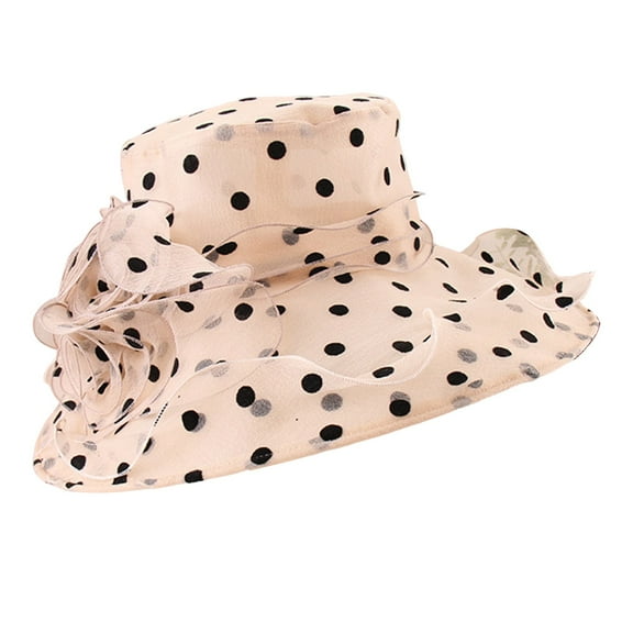 Mens Sun Hat Harpily Women Polka Dot Mesh Delicate Flower Ornament Double Layer Translucent Portable Ladies Beach Hat