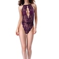 thumbnail image 3 of Camisón de encaje de mujer Sexy Body Lencería Ropa interior Ropa de dormir, Morado, XXL Vogacara XX000075-27, 3 of 7