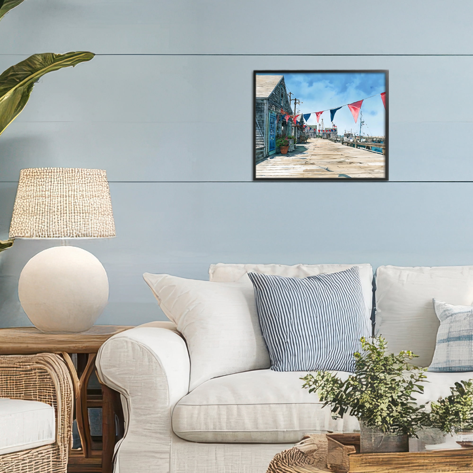 Stupell Industries Seaside Fishing Wharf Black Framed Giclee Art, design by Franklyn Gregory