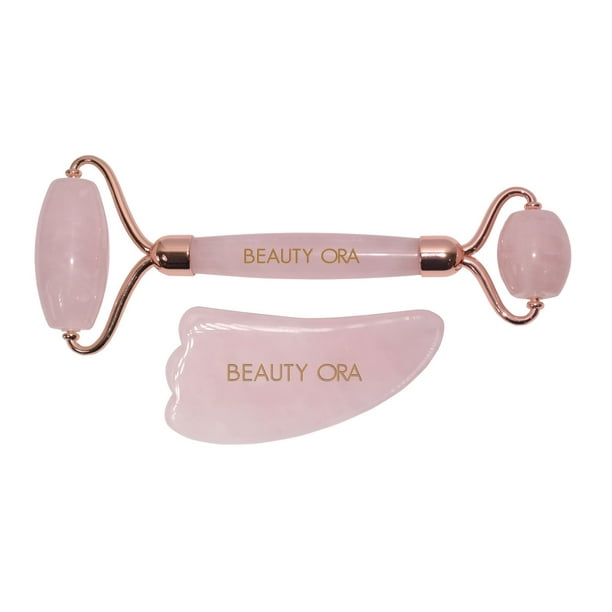 ORA ORA Crystal Roller & Gua Sha Set for Face & Body Rose Quartz