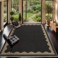 thumbnail image 3 of Nanan 5'x7' Modern BordeOrange Area Rug Natural Solid Rug, Farmhouse Washable Rug Non-Slip Indoor Carpet for Living Room Bedroom Home Office, Black, 3 of 9