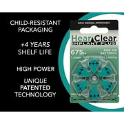 HearClear Size 675P Cochlear Implant Zinc Air 1.45V Hearing Aid Batteries (60 Pack)