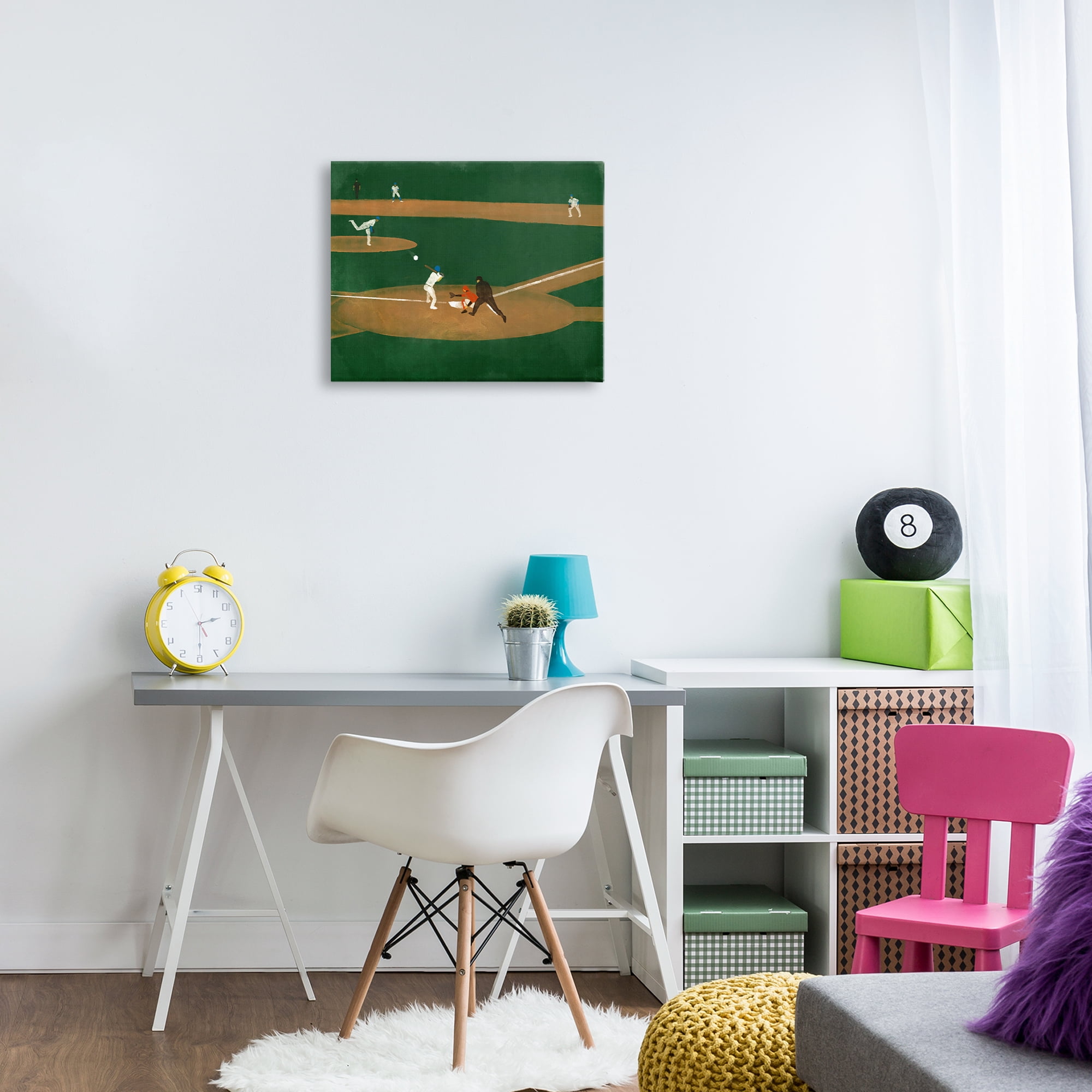 Stupell Industries Baseball Field View Sports Painting Wrapped Canvas Art Print Wall Art, 20 x 16