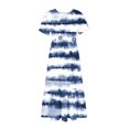 thumbnail image 4 of Penkiiy Women's Summer Striped Print Casual Short Sleeve Crewneck Basic Swing T Shirt Dress Flowy Beach Vacation Sundress XL Blue, 4 of 5
