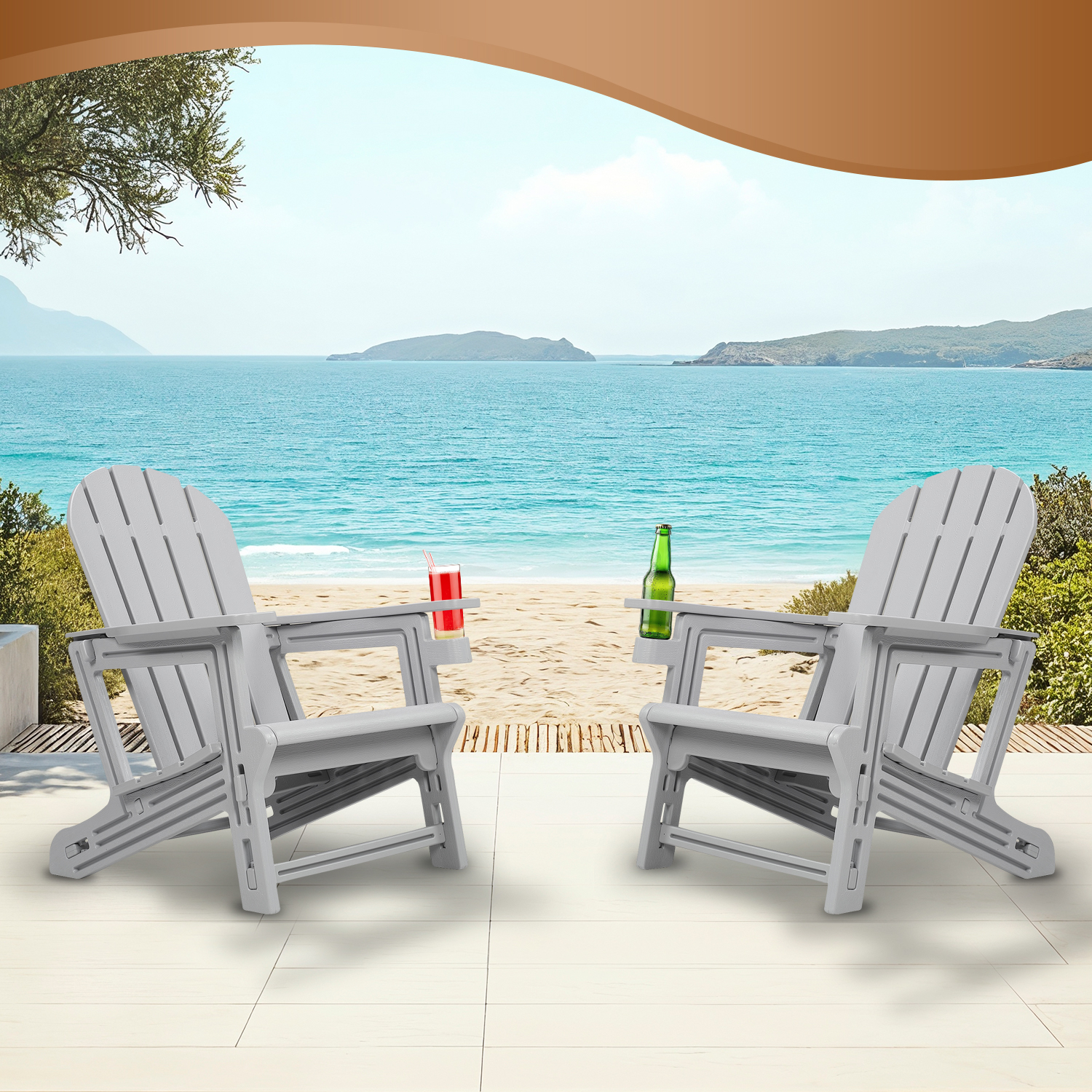 ENFIRE Adirondack Chair HDPE – Weather-Resistant, Tool-Free 5-Minute Assembly for Patio, Fire Pit, or Lawn Gray