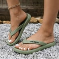 thumbnail image 2 of Women's Lightweight Flip Flops Open Toe Non Slip Shower Sandals Soft Soles Quick Drying Slides for Pool Beach Green Size 7, 2 of 6