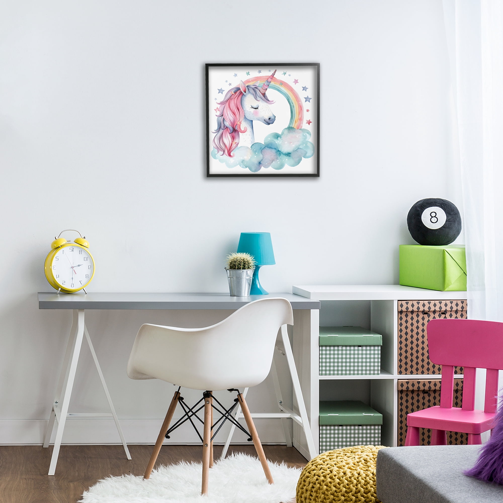 Stupell Industries Starry Rainbow Unicorn Black Framed Giclee Art, design by Creative Studio