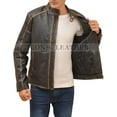thumbnail image 5 of Men’s Biker Vintage Cafe Racer Distressed GENUINE Leather Jacket, 5 of 6
