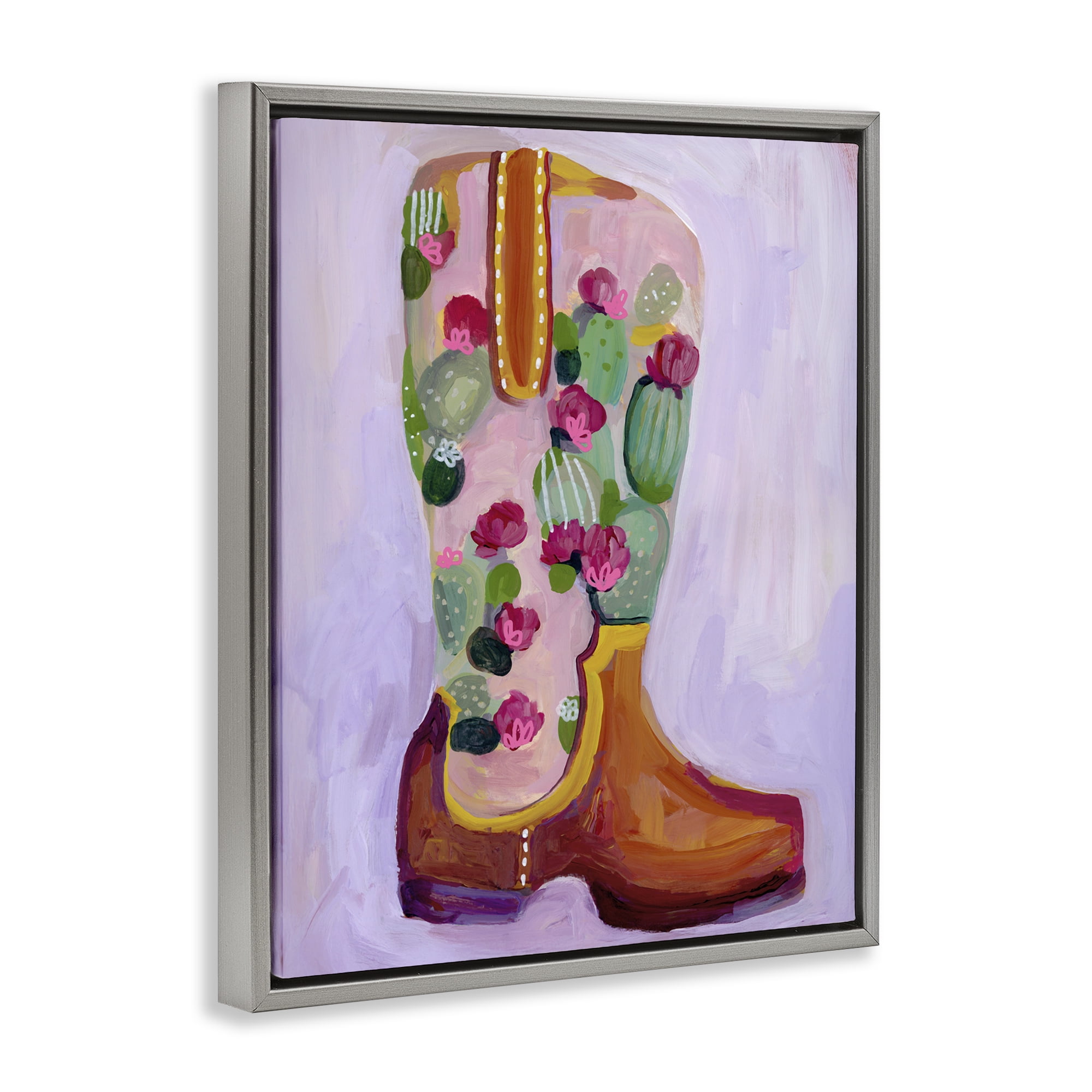 Desert Day Dream Boots Gray Framed Floater Canvas Wall Art, design by Ashley Davis