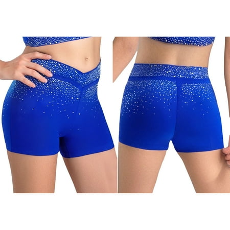 Haitryli Athletic Short Leggings for Girls Sparkle Bottoms Figure Skating Dancewear Gymnastics Ballet Dance Shorts Royal Blue 8