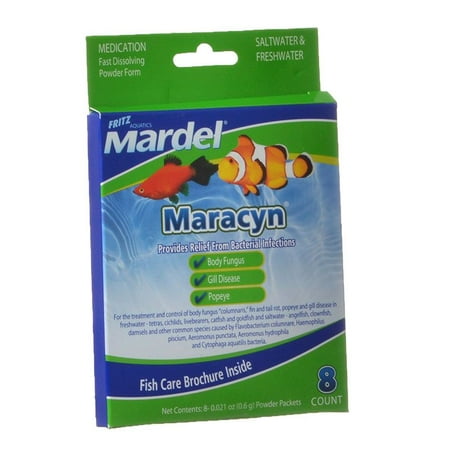 Antibacterial Fish Medication - Mardel Maracyn Antibacterial Aquarium Medication - Powder 8 Count - (8 x 0.021 oz Powder Packets)