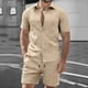 thumbnail image 4 of Ceisia Men's Slim Fit Jacquard 2-Piece Set Short Sleeve Button-Down Shirt with Elastic Waist Drawstring Shorts Gifts, 4 of 9