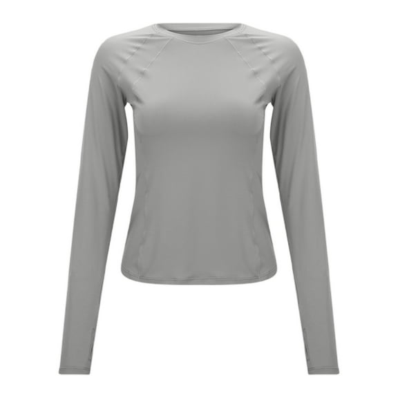 Ediodpoh Women's Protective Wicking Long Sleeve Yoga Fitness Shirt & Breathable for Running & Sports Womens Tops Grey S