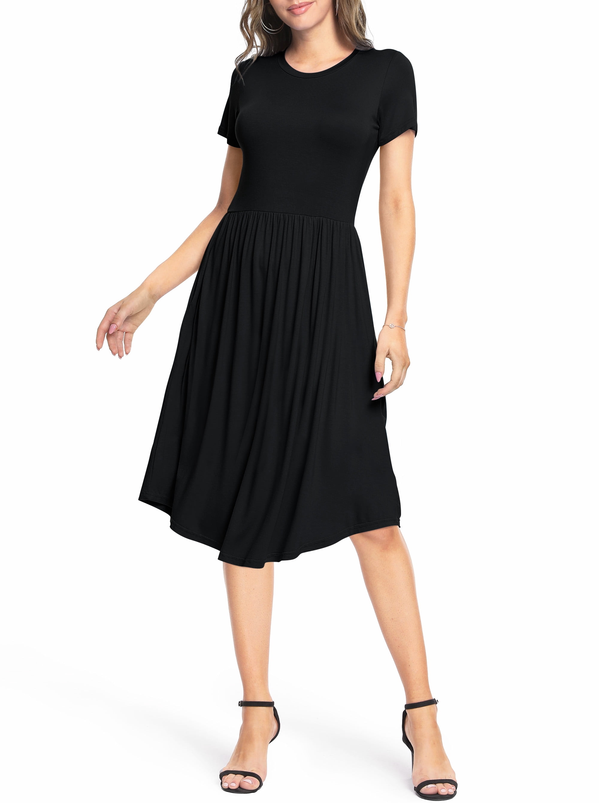 Short Sleeve Casual Dress Pleated 