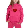 thumbnail image 4 of Auroural Everyday Kids Outfits Sets 2-Piece Sets Toddler Girl Clothes Sets 2T Children's Heart-shaped Print Long Hooded Sweatshirt And Leg Tied Sweatpants Casual Sports Two-piece Set For Kids, 4 of 5