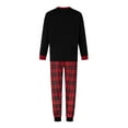 thumbnail image 6 of Elippeo Christmas Family Pajamas Matching Set, Long Sleeve Letters Print T-shirt with Plaid Pants Sleepwear Loungewear, 6 of 10