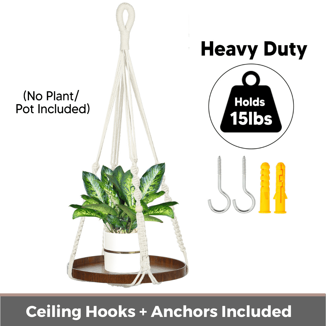 2 Pack Macrame Plant Hanger | Plant Hangers For Inside, Indoor Hanging Shelf For Plants | Plant Hanger, Hanging Planter, No Plant/Pot Included (Beige) (1 Large+ 1 Medium)