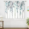 thumbnail image 4 of Blue Grey Eucalyptus Botanical Leaves Floral Kitchen Window Curtains Over Sink Farmhouse Flower Leaf Small Window Treatment Cafe Short Curtains for Bathroom Treatment Tier Drapes 26x24 inch, 4 of 6