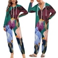 thumbnail image 2 of Iris Floral Art Print Unisex Adult Onesie Pajamas with Pockets for Women Men Hooded Loungewear, 2 of 8