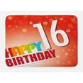 thumbnail image 1 of 16th Birthday Bath Mat, New Age Celebration Theme Party Joyful Cheerful Years Cute Artful Print, Non-Slip Plush Mat Bathroom Kitchen Laundry Room Decor, 29.5 X 17.5 Inches, Red and White, Ambesonne, 1 of 2