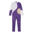 thumbnail image 5 of iiniim Kids Girls Rhinestone Full Body Unitard Gymnastics Leotard Long Sleeve Mock Neck Skating Jumpsuit Bodysuit Purple 16, 5 of 7