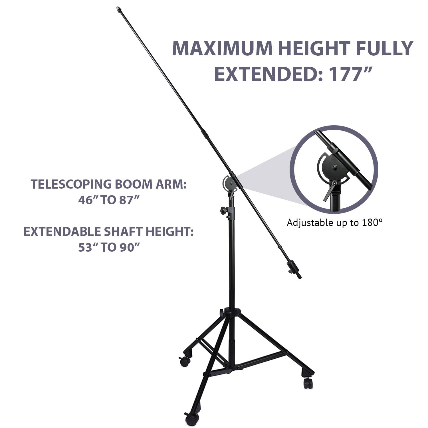 LyxPro SMT-2 Professional Microphone Stand Heavy Duty 90”, Rolling Casters Included