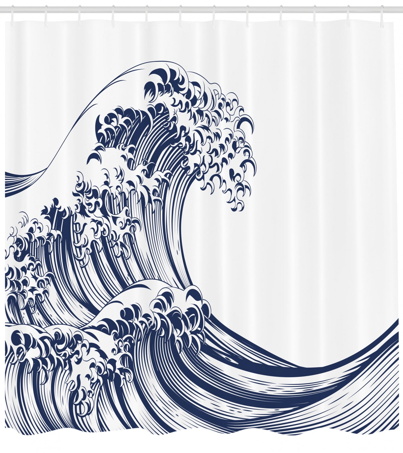 Japanese Painting Great Wave Off Kanagawa Waterproof Shower Curtain With Hooks