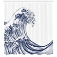 thumbnail image 3 of Ambesonne Japanese Wave Shower Curtain, Oriental Vintage, 69"Wx75"L, Navy Blue White, 3 of 3