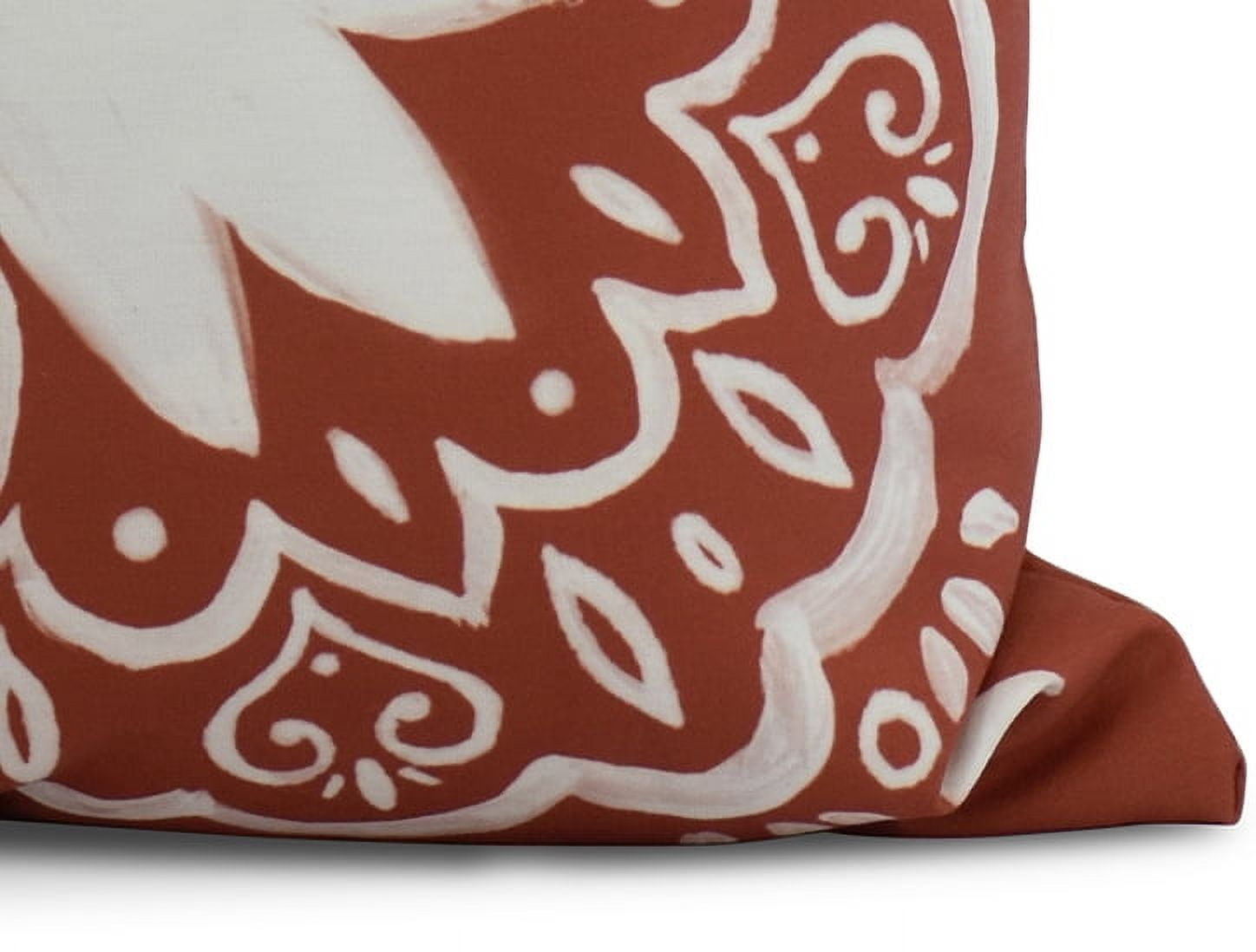 Simply Daisy, 18 x 18 Inch, Cuban Tile 1, Geometric Print Pillow, Red Orange
