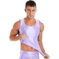 thumbnail image 4 of ZDHoor Mens Glossy Smooth Tank Top Stretchy Sleeveless Gym Workout Vest Tops Purple XL, 4 of 7