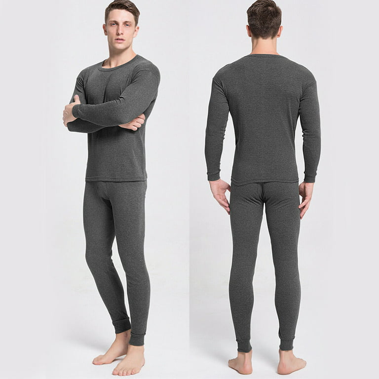 Thermal Underwear for Men Ultra Soft Long Warm Base Layer Mens Thermals top  and Bottom Set of 2, Gray, L