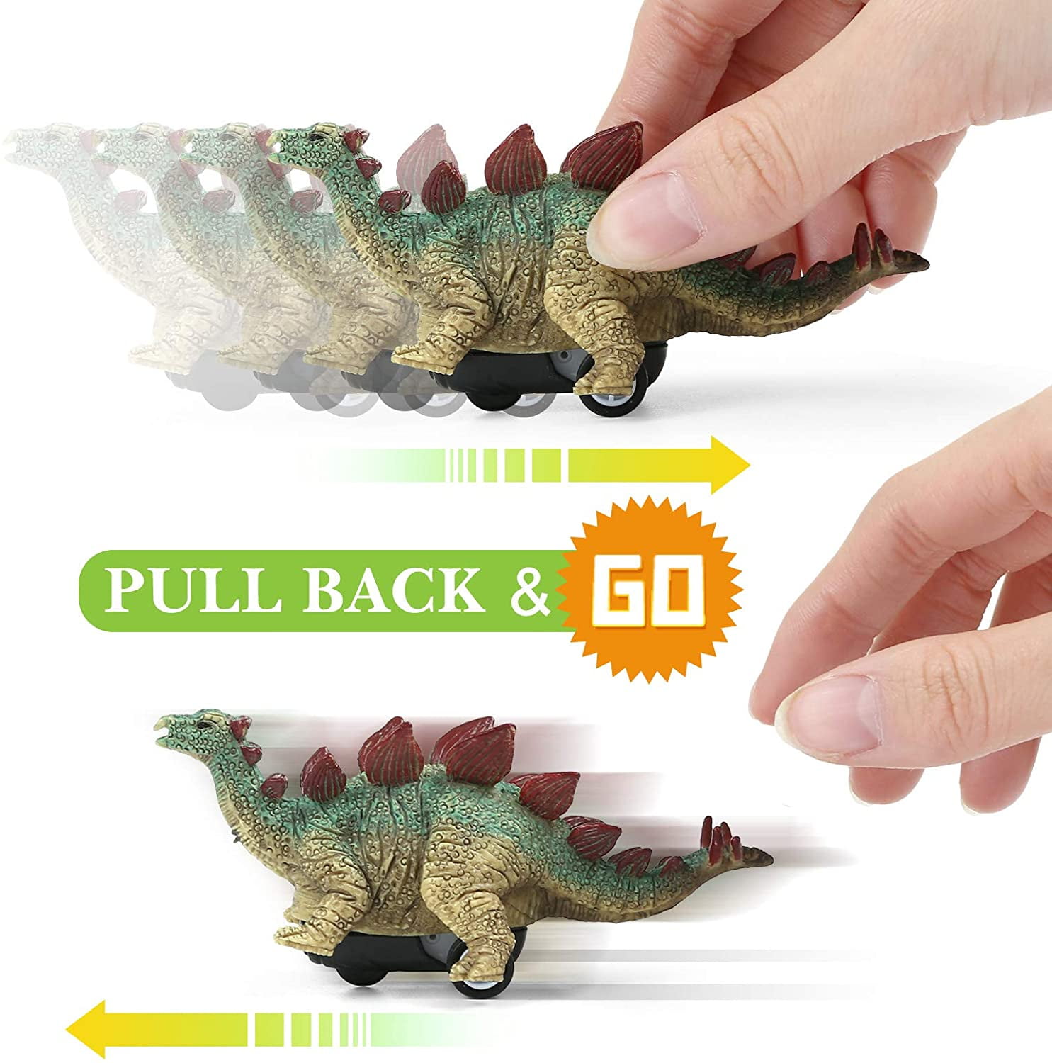 Naler Pack of 12 Dinosaur Pull Back Cars with Jumbo Eggs,Dino Surprise Easter Eggs for Kids Easter Basket Stuffers Birthday Party Favors