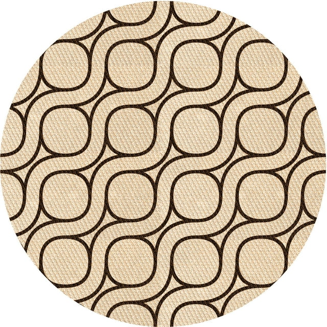 Ahgly Company Tapis Rond Lavable en Machine Intérieur Transitionnel Marron Clair, 5 Pieds Rond