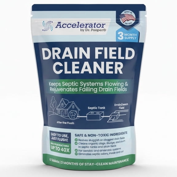 Drain Field Cleaner - High-Performance Bio-Accelerator, 6 Tablets, 3-Month Supply