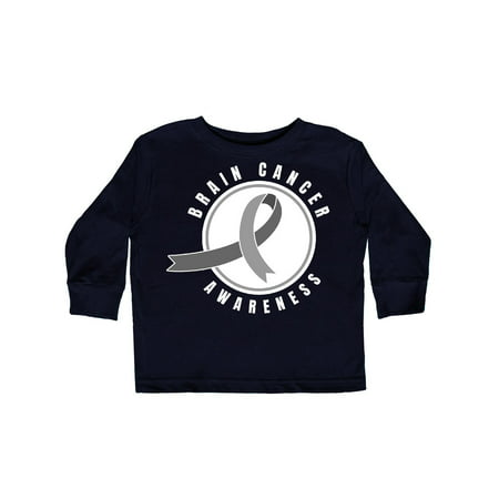 

Inktastic Brain Cancer Awareness with Grey Ribbon and Circle Gift Toddler Boy or Toddler Girl Long Sleeve T-Shirt