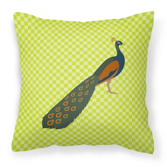 Caroline's Treasures BB7751PW1414 Indian Peacock Peafowl Green Outdoor Canvas Fabric Decorative Pillow, 14" x 3" x 14"
