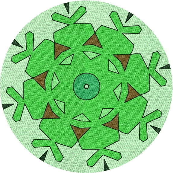 Ahgly Company Indoor Round Patterned Stoplight Go Green Area Rugs, 6' Round