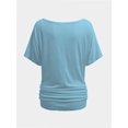 thumbnail image 3 of Womens Short Sleeve Boat Neck Side Shirring Dolman Drape Top, 3 of 6