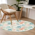 thumbnail image 4 of Round Rugs 3.3 Ft, Teal Red Jellyfish Coastal Non Slip Area Rugs for Kitchen Bedroom Entryway, Nautical Beach Coral Starfish Washable Carpet Runner Rug Floor Mats for Bedroom Home Decor, 4 of 8