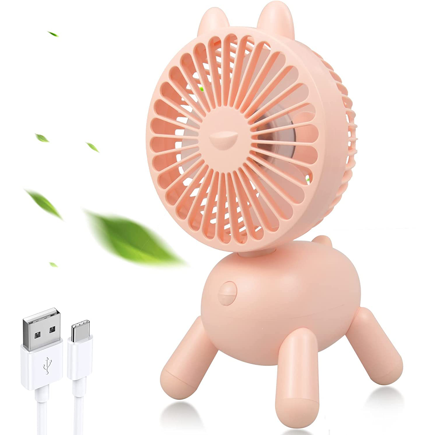 8 Inch Portable Rechargeable Mini Desk Fan With Rotating Head 13 Hours Usage Cute Dog Shape 3 Sppeds Small Desk Fan For Home Desktop Office Car Walmart Com