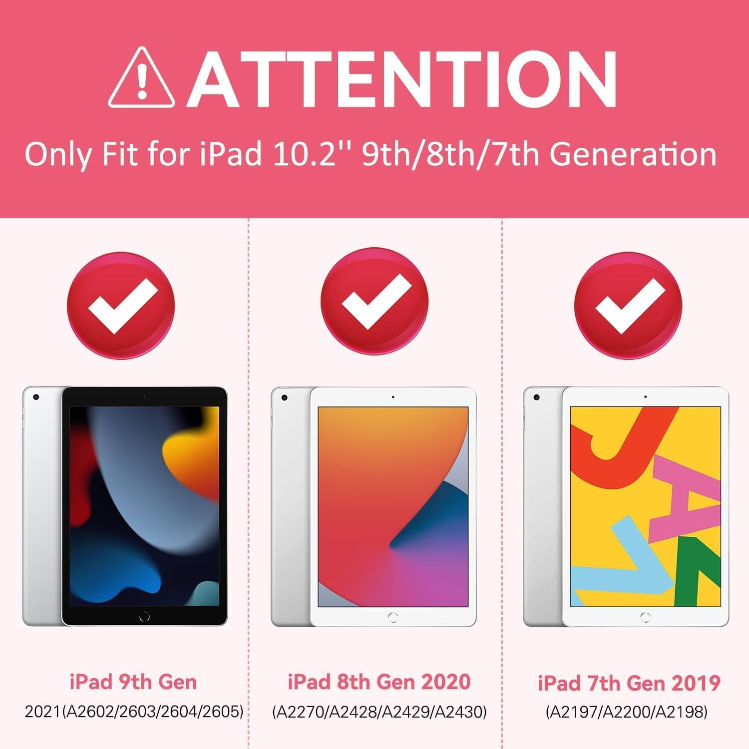 SUPNICE iPad 9th/8th/7th Generation Case,iPad 10.2 Case for kids, Shockproof [360 Rotating Stand] [Hand Strap] [Pencil Holder] Case for New iPad 9th Gen, iPad 10.2 Inch 2021/2020/2019 - Pink