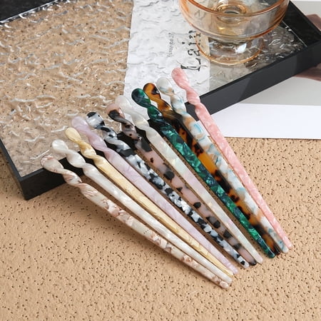 10 Pieces Acetate Hair Sticks Styling Hair Vintage Leopard Print Tortoise Shell Hairpin Chopsticks Hairpins Disk Hair Sticks Hair Accessories for Women Girls(Multicolor)
