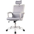 thumbnail image 2 of Office Chair, High Back Desk Chair Ergonomic Mesh Computer Chair with Headrest and PU Arms, Gray, 2 of 7