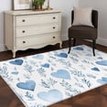 thumbnail image 3 of Rectangle Area Rugs 3 x 5 Ft, Valentine's Day Blue Non-Slip Residential Carpet, Spring Love Leaves Botanical Indoor Crawling Mats Runner Rugs for Living Room/Dining Room/Bedroom, 3 of 8