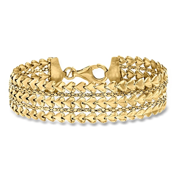 Ross-Simons Italian 18kt Gold Over Sterling Multi-Row Heart Bracelet, Women's, Adult