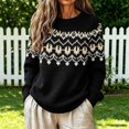 thumbnail image 2 of Plus Size Sweaters for Women Fair Isle Knit Long Sleeve Crew Neck Pullover Vintage Geometric Loose Fit Casual Fall Winter Sweater Tops, 2 of 5