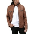 thumbnail image 3 of X RAY Jeans Men's PU Leather Jacket with Hood And Faux Shearling Lining, Tan, 2XL, 3 of 9