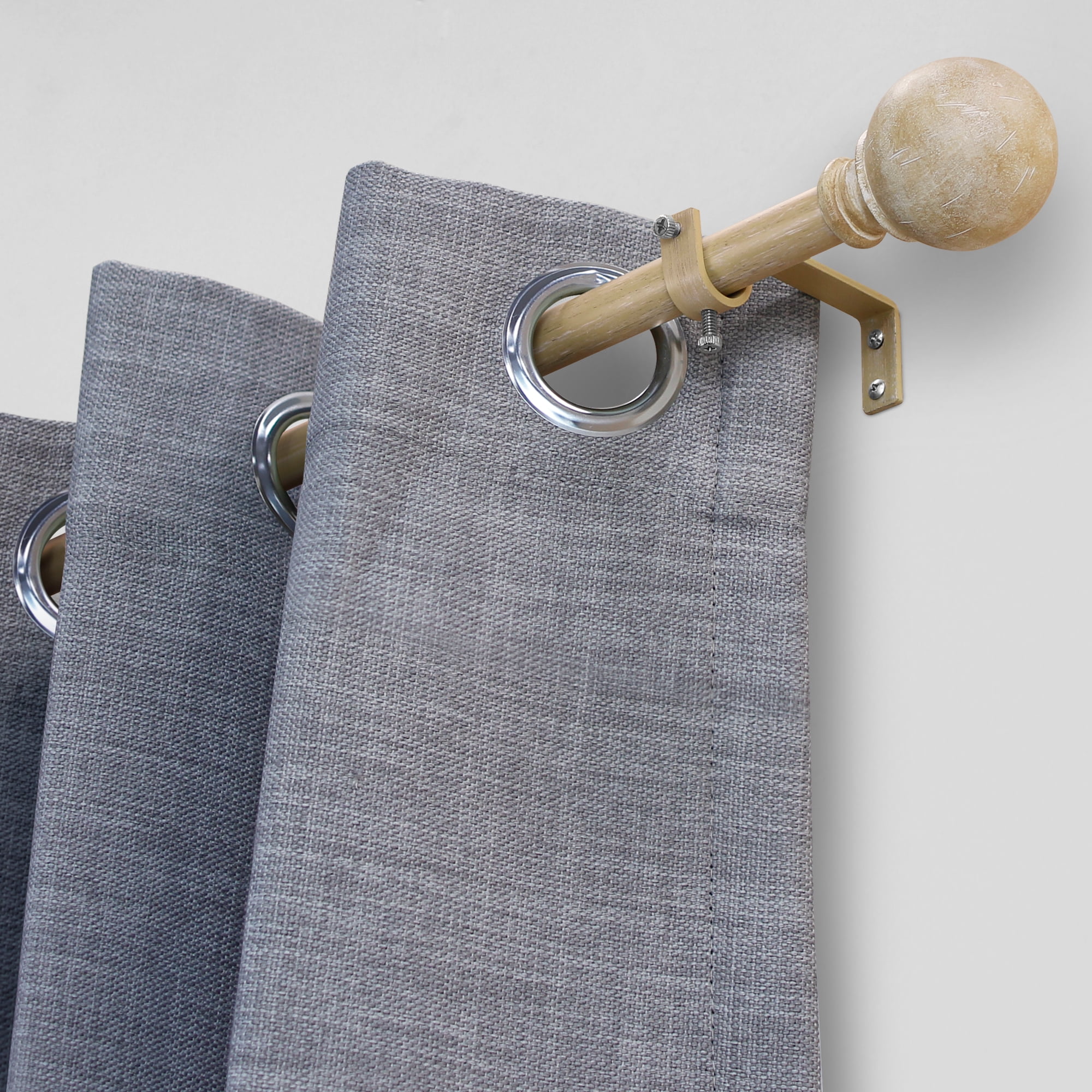 Mainstays 3/4" Faux Wood Ball Single Curtain Rod Set, 25-84"