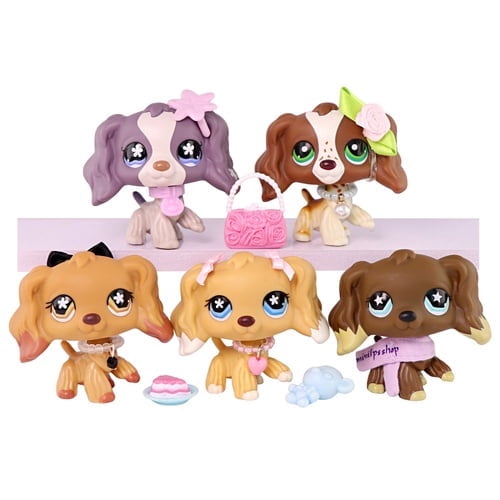 5lot Mini Pet Toy Cocker Spaniel #716 #748 #960 #156 #672 with Cute Accessories